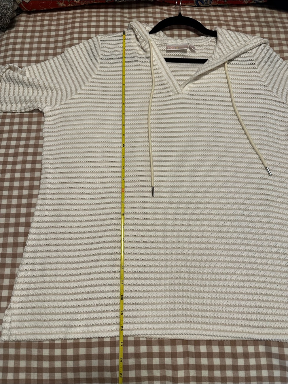 Belle by Kim Gravel Cream Textured Hooded Sweater - Picture 7 of 8